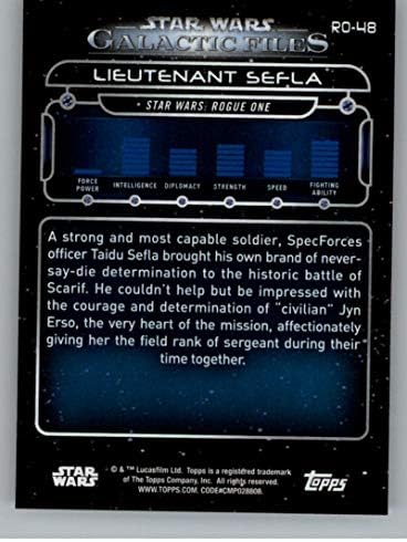 2018 Начело Star Wars Galactic Files RO-48 Официалната карта на лейтенант Сефлы, която не е спортна карта, в NM