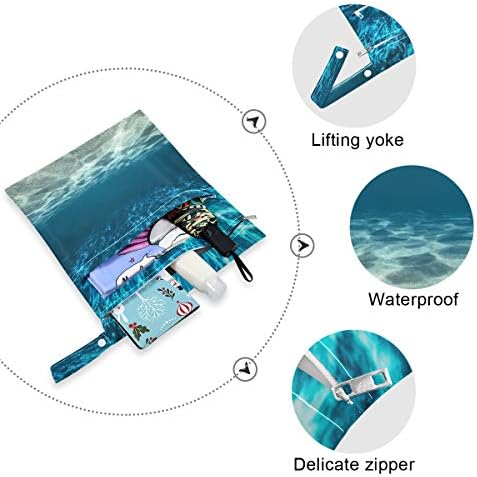 Водоустойчив Мокри чанти KEEPREAL с Подводен плажен принтом - Машинно Пране | Влажна Суха Чанта за Филтър Памперси, Бански,