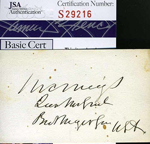 Генерал Монтгомъри Мейгс Jsa Извади Визитна Картичка с Автограф От Ръката, Автентичен Автограф - Студентски картички С Автограф