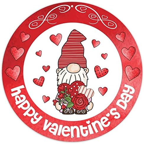 CowkissSign Честит Свети Валентин Джудже Метална Лидице Знак Стенни Табели Червено Сърце Венец Розово Джудже Алуминиеви