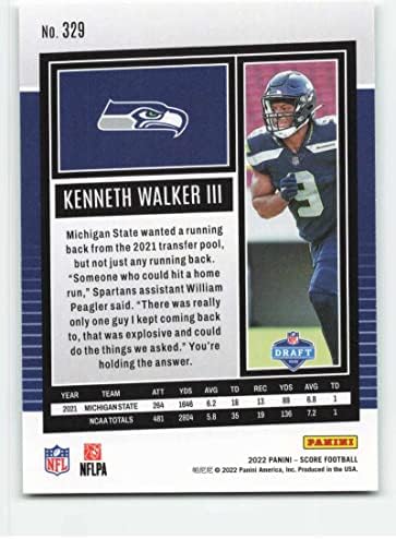 Чрез 2022 329 Кенет Уокър III, нов NFL Seattle Seahawks търговска карта на футболиста от NFL