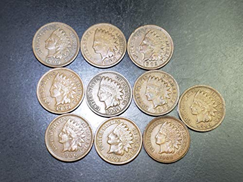 1900 1901 1902 1903 1904 1905 1906 1907 1908 1909 Пълно десетилетие цента на главата на индианците САЩ - 10 монети Пени
