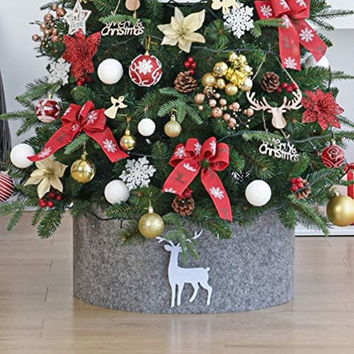 NUOBESTY Коледно Дърво Яка Пола за Коледно Пръстен за еленова кожа Елхи Празнична коледна Елха Престилка База Поставка