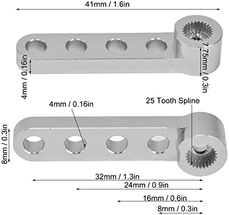 Единична Серворук, Метален лост на Кормилната с Шлицем стандартен размер 25 на зъбите, разстояние между дупките 8 мм за Свързване