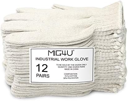MIG4U 12 Чифта работни ръкавици - Памучни Нитяные ръкавици за безопасна работа Подложка за ръкавици, Задържащ топлината
