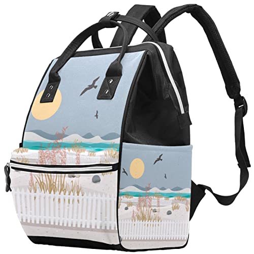 Морската Овес Пейзаж Пелена Чанта-Тоут Мумия Раница с Голям Капацитет Чанта за Памперси Кърмещи Пътна Чанта за