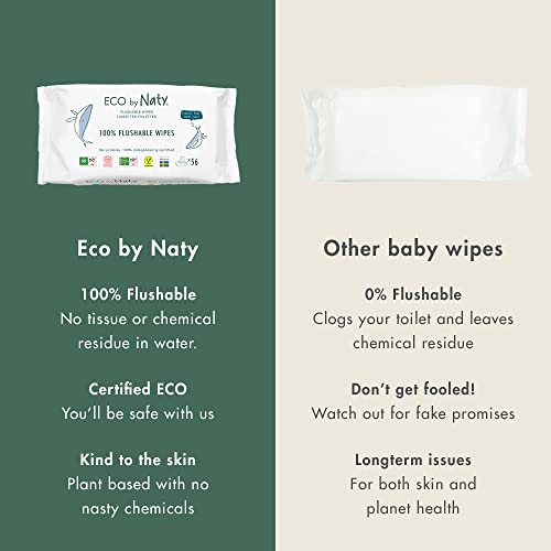 Смываемые бебешки кърпички Eco by Naty - Компостируемые кърпички на растителна основа, не съдържа химикали и хипоалергенни