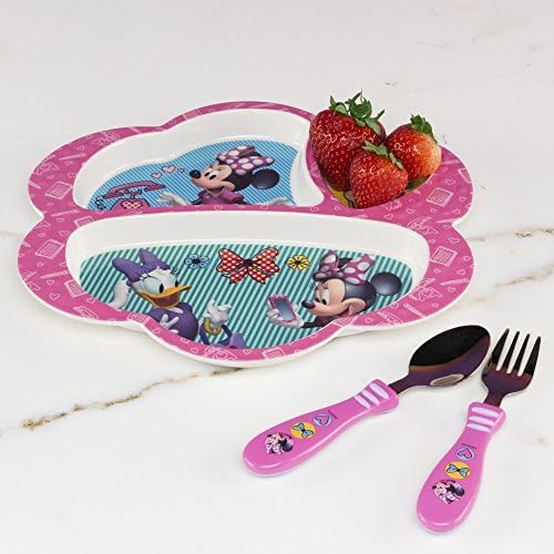 Комплект прибори за хранене Zak Designs Minnie Easy Grip с вилица и лъжица – идеален за детски кошари Със забавни персонажи,