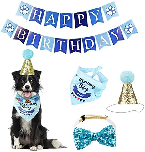 Аксесоари за парти в чест на рождения Ден на кучето -Комплект за рождения ден на кучето с Банданами за кучета,
