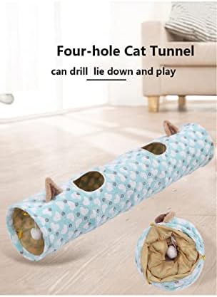 Легло-Тунел за Котки NARCNTON с Играчка Възглавници-Тръба От Плат Оксфорд Голям Диаметър, С Дълги Плисета, Сгъваема,