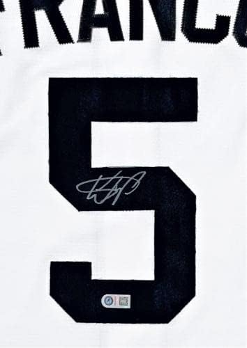 Уондър Франко Тампа Бей Рэйс Подписа Автентична бяла Фланелка Nike от USA SM Authentic - Тениски MLB с автограф