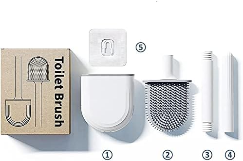Четка за тоалетна - Силиконова Четка за Тоалетна с Неплъзгащи Дълга дръжка, Набор от Притежателите на Тоалетни четки за Баня,