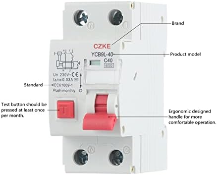 Автоматичен прекъсвач EZZON 230V 50/60 Hz RCBO MCB 30 ma със защита от претоварване работен ток и изтичане