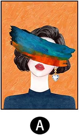 Абстрактно Съвременно Стенно Изкуство Orange Фигурка Момичета Дебел Канава Коридор Вертикално Произведения на изкуството