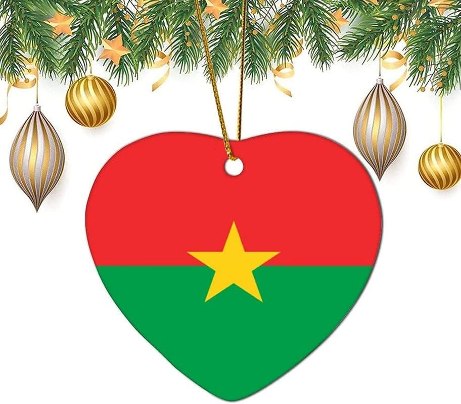 Коледен Орнамент, Керамичен Коледен Подарък във Формата На Сърце с Флага Буркина Фасо, Подвесное Украса За Партита, Персонални
