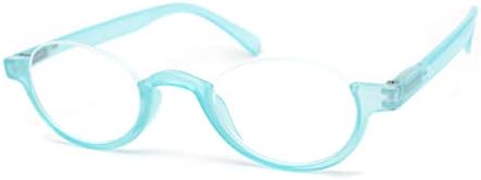 Очила за четене в пластмасова рамка, кръгла форма с електрически люк в долната половина, синьо + 1,25