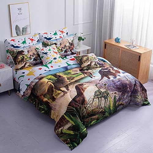 NiuOne, Комплект Одеяла с Динозавром размер Queen-Size от 9 теми, Легло в леглото, 3D Реалистичен Комплект Одеяла