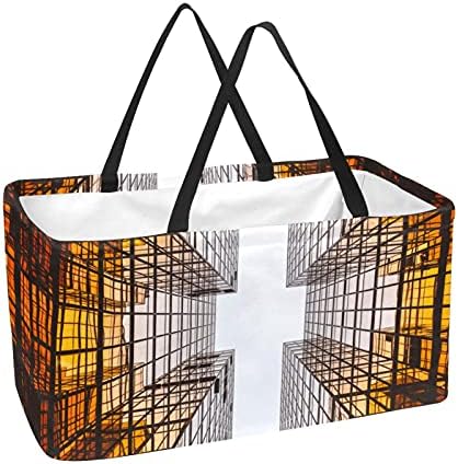 LORVIES Черна Лятна Множество Сгъваема Здрава Чанта за пазаруване в магазини с цветен Модел - Тежки Голяма Структурна