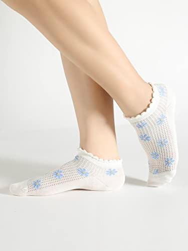 Дамски чорапи WDIRARA, 5 Двойки, С Цветни Принтом, на Лигавицата, с Дълбоко деколте на Щиколотке