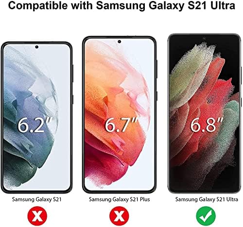 [2 + 2] Защитно фолио за дисплея на Galaxy S21 Ultra 5G, съвместима с отпечатъци от пръсти, твърдост 9H, пълно