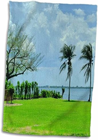 3D Тропически пейзаж Рози Флорен - Дървета на брега на река - Кърпи (twl-21016-1)