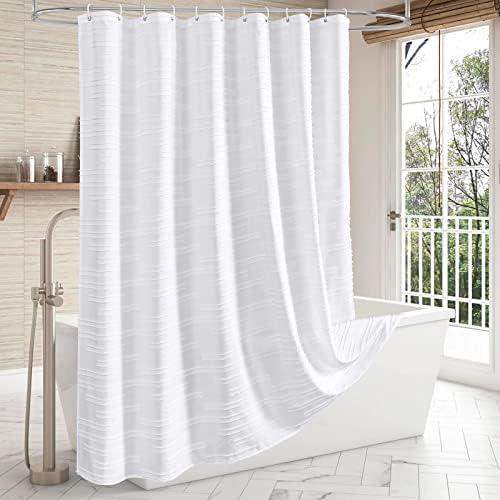 Набор от Завеса за душ от бяла кърпа MitoVilla в стил бохо, Модерни Тъкани Завеси за душ в стил Фермерска къща с раирана