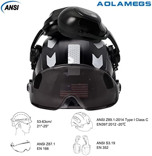Строителна вафен AOLAMEGS с козирка - Бяла Вентилирани Шлемове, Одобрени OSHA, Предпазна каска ANSI Z89.1 ABS,