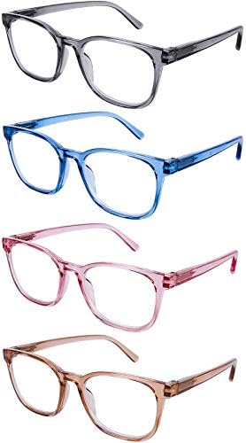 Очила за Четене DOOViC, Блокиране на Синя Светлина, 4 опаковки Компютърни Ридеров, Защита от Uv Лъчи, Модерен