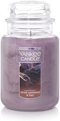 Yankee Candle С аромат Сушена лавандула и дъб, Класическа Свещ в голям буркан с обем 22 грама, с един фитилем,
