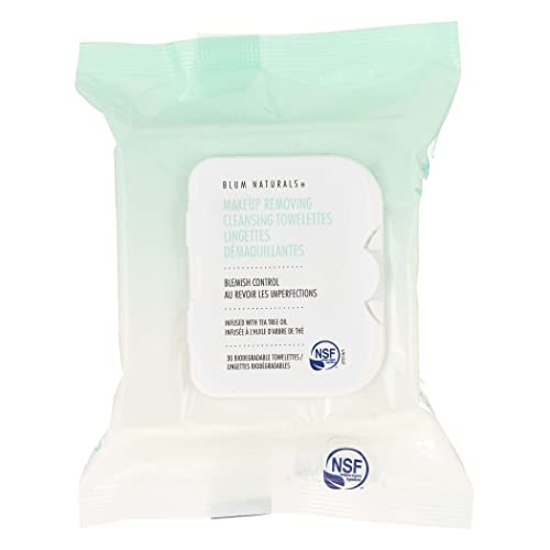 Салфетки Blum Naturals с Органично масло от чаено дърво За Комбинирана и Мазна кожа - 30 Кърпички