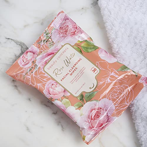 Nicole Miller 4 Опаковки Пречиствателни кърпички за лице (Розов Божур, Кокосови мента, Розова вода и масло от шеа)