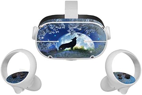 Moonlight Wolf Oculus Quest 2 Skin VR 2 Кожи Слушалки и Контролери Стикер, Защитен Стикер Аксесоари
