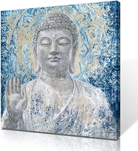 Елаш Буда Платно Стенни Художествена Снимка на Статуя на Будизма Седнала Вдъхновяваща Картина Дзен Медитация Начало Декор