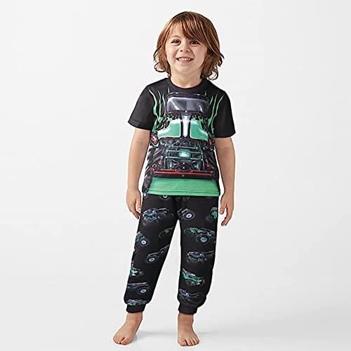 Комплекти панталон За малки Момчета Monster Cars, Детска Тениска с къс ръкав, 2 бр. в Комплект Игри Дрехи, Дрехи