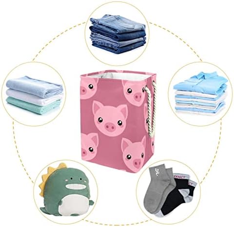 Кошница за дрехи с дръжки във формата на Сладка Розова Свински Мордочки, Голяма Сгъваема Кошница за съхранение, Детска