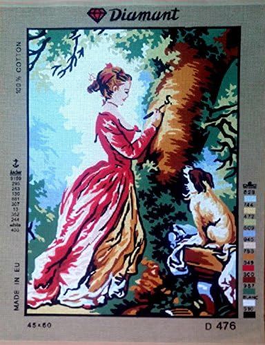 Гоблен върху Платно с рисунки с Игла - Дама, Рисующая Куче. 20 x 24 D476 Гоблен L