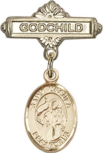 Детски икона Jewels Мания за талисман на Света Урсула и иконата Кръщелница | Детски икона от 14-каратово злато с Талисман
