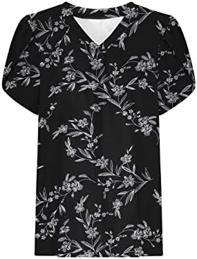 Дамски Vneck в памучна Риза Свободно Намаляване с Цветен Модел на Свободния Намаляване, Ежедневни Кавайная Риза за Дами, Лято-Есен,