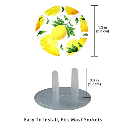 Капачки за контакти с лимон и плодове, 12 опаковки - Защитни капачки за контакти, за деца – Здрави и устойчиви – Лесно да защитават вашите контакти от деца