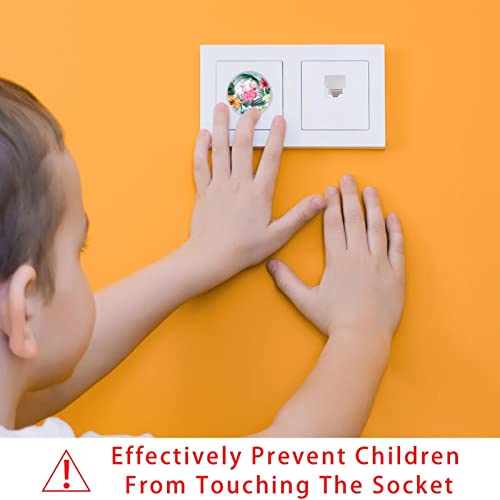 Капачки за контакти с цветен модел Фламинго, 12 броя В опаковка - Защитни капачки за контакти, за деца – Здрави и устойчиви