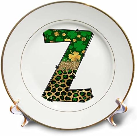 3 Начални Z-табела с монограм от Бляскав Розов Леопард и Четырехлистного детелина (cp-375816-1)