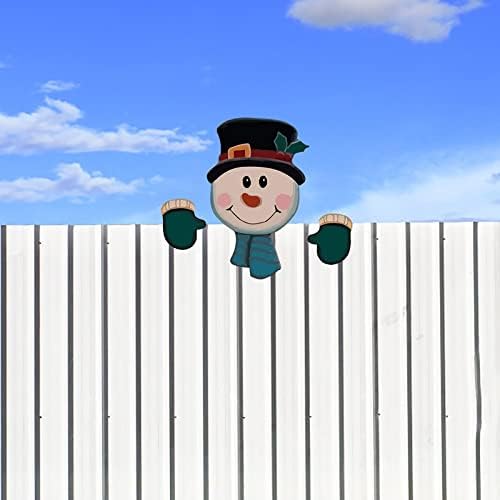 Bsxgse Дядо коледа, Снежен човек от Оградата Выглядывающее Коледна Украса Празник на Открито по Повод Коледна Украса