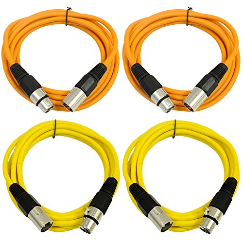 Сеизмично аудио - SAXLX-10-4 комплекта кабели 10' XLR за мъже и XLR за жени - Балансирано 10-крак свързващ кабел -