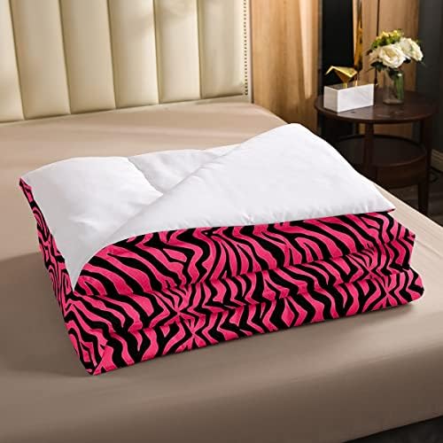 Feelyou/ Розово, Черно Одеяло на ивици на Зебра за Момичета, Комплект Спално бельо с принтом животни в стил Сафари за