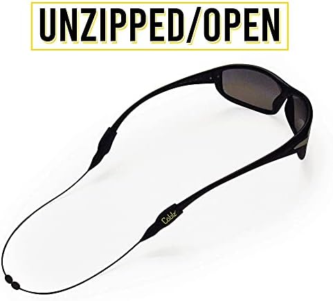 Регулируем фиксатор за очила Cablz Zipz | Лек, Нископрофилен Каишка за определяне на точки със сгъваща се врата | Черно от