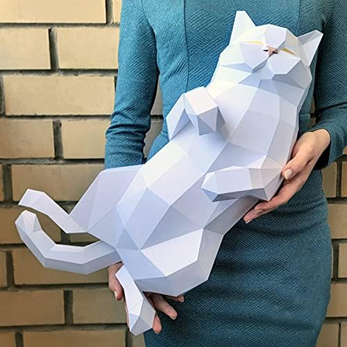 WLL-DP 3D Fat Cat Look Креативна Хартиена Скулптура Книжен Модел САМ Геометрични Декорации За Дома, Декорация Papercraft