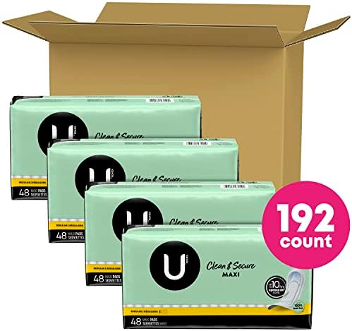 Полагане U by Kotex Clean & Secure Maxi, Равномерно се абсорбира, брой 192 бр. (4 опаковки по 48 броя)