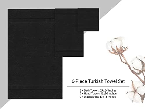 Кърпи Bazaar от турски памук Премиум-клас, сверхмягкие и абсорбиращи (комплект кърпи от 6 теми, черен)