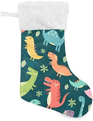 Коледни Чорапи ALAZA, Забавни Динозаври, Класически Персонализирани Големи Чулочные Украса за Семейни Тържества, декорация