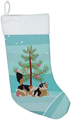 Съкровищата на Каролина CK4658CS Манчкин 3 Котката весела Коледа Коледни Чорапи, Чорапи За Висящи пред Камината,